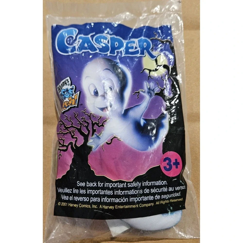 2001 Casper Wendy's Kids Meal Toy Glow Ghost Clip‎ Keychain Sealed NOS